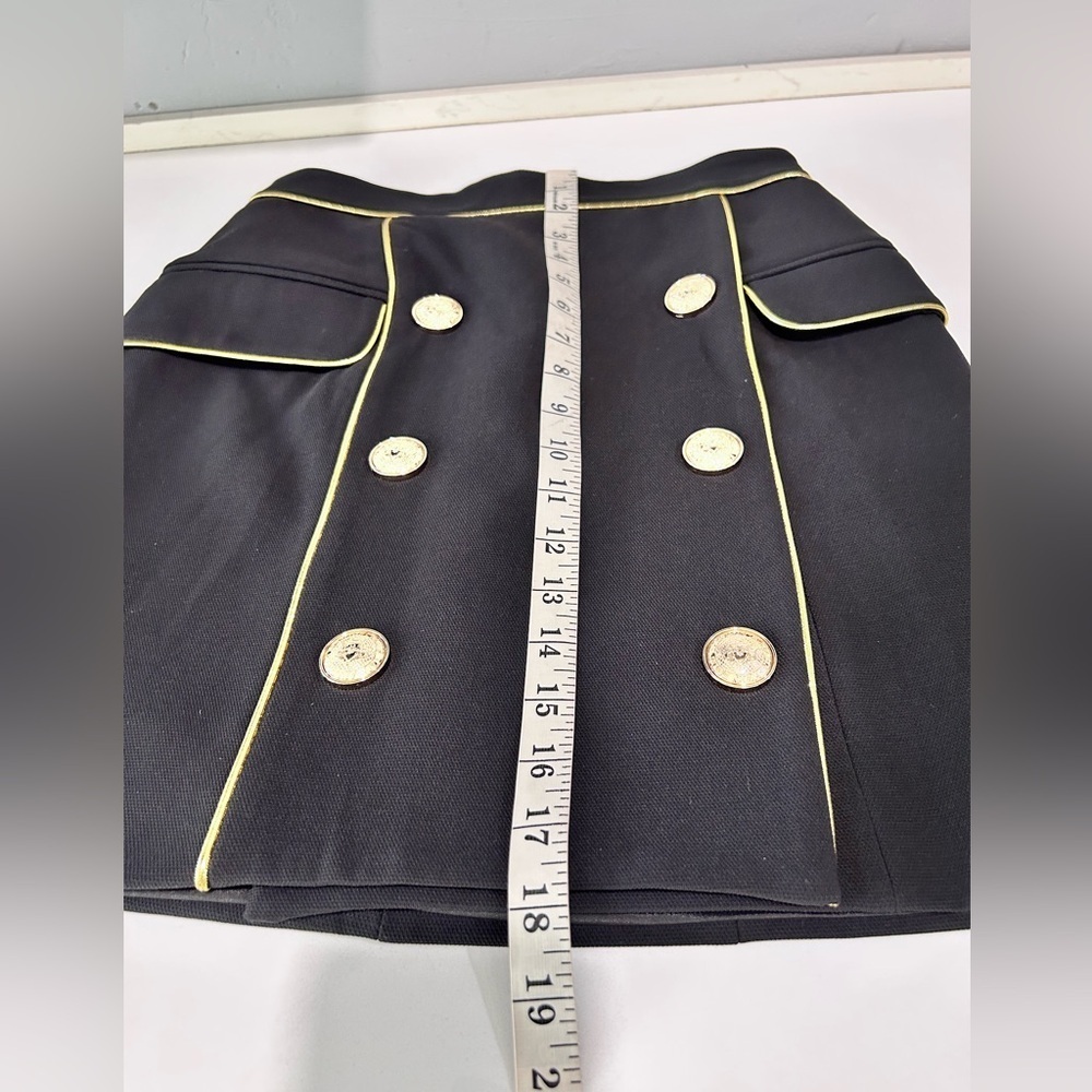 Balmain Paris Mini Skirt Elegant Black and Gold Zippered - Picture 11 of 16